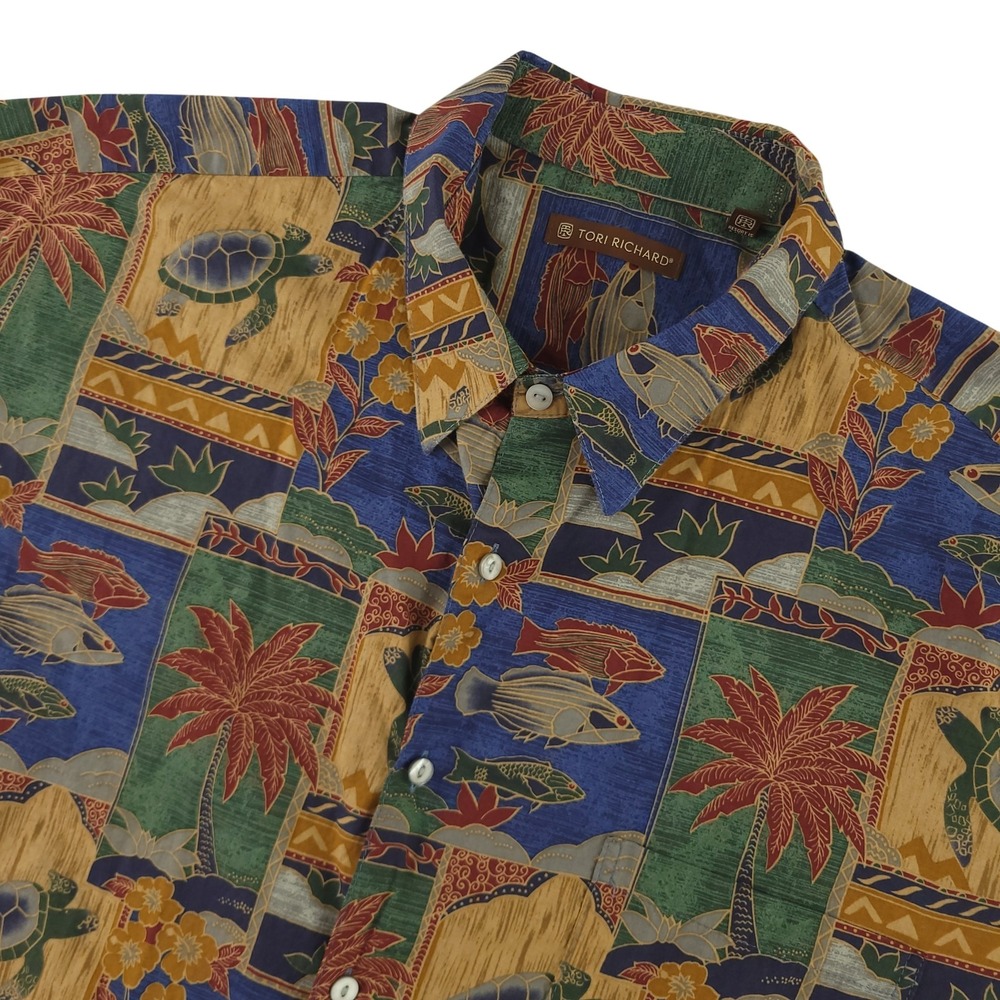 Tori Richard Shirt Mens 2XL Multicolor Tropical Hawaiian Short Sleeve Button Up